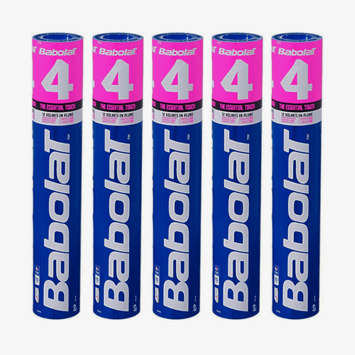Babolat 4 Badminton Feather Shuttlecock Speed 76 (Pack of 5)