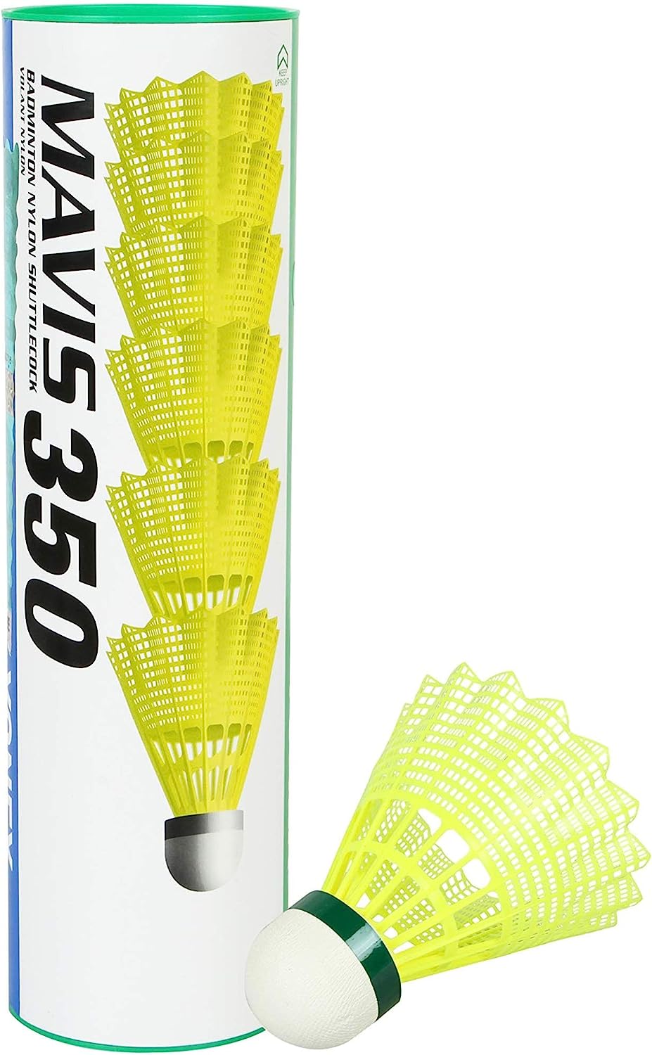 YONEX Mavis 350 Nylon Badminton Shuttlecock (Green Cap)