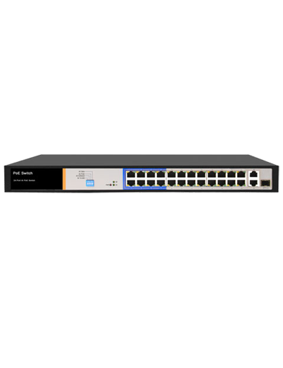 CP Plus CP-ANW-HP24G2F1-25 24 port POE switch with 2 Giga and 1 SFP uplink ports